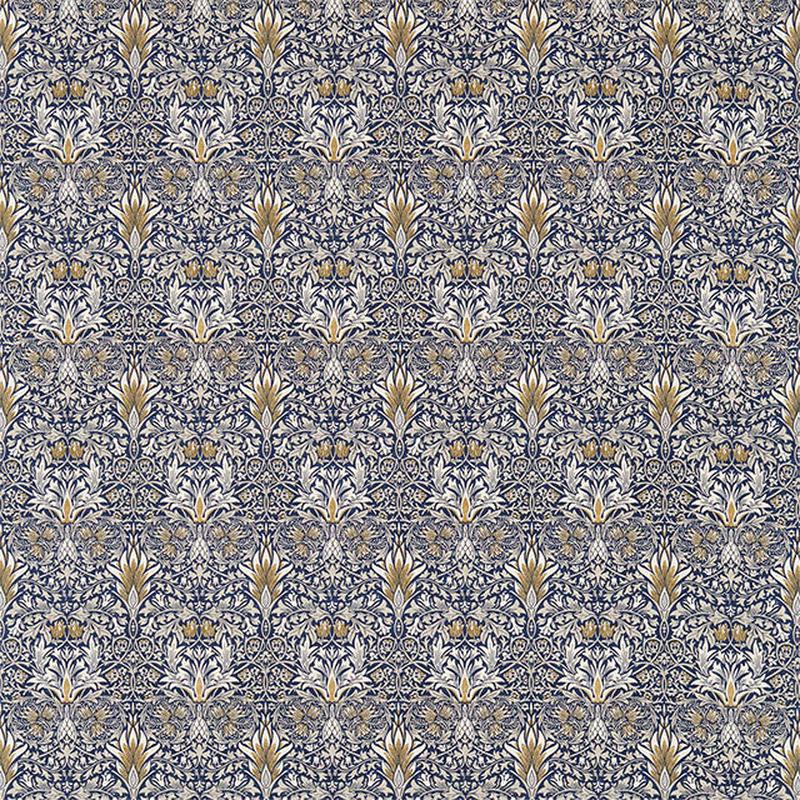 Snakeshead Compilation Indigo/Hemp Fabric by Morris & Co