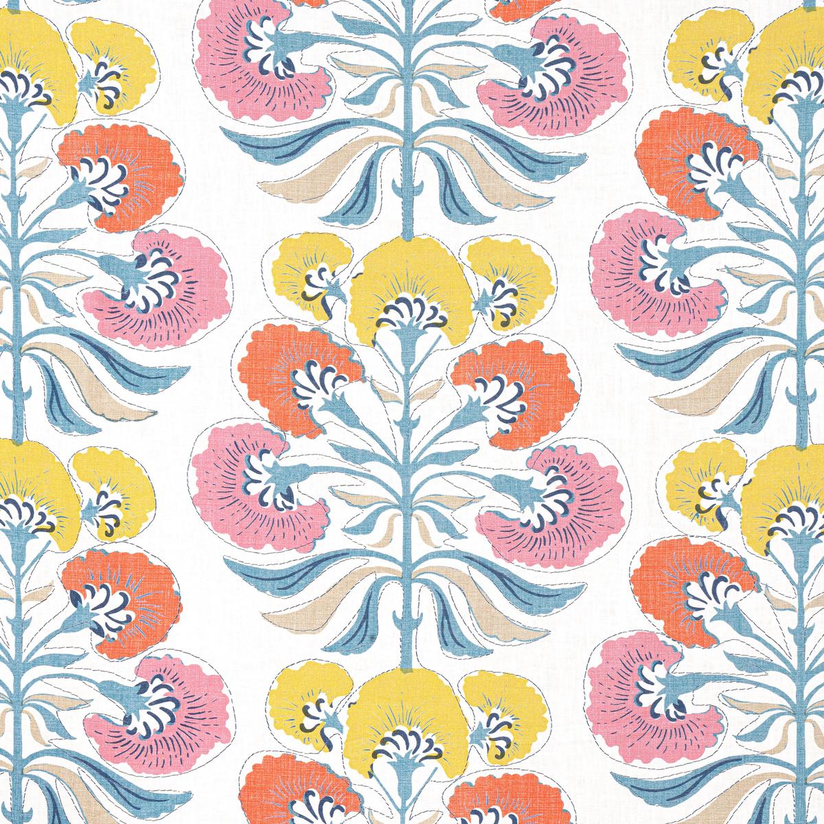 Tybee Tree Coral and Yellow Fabric