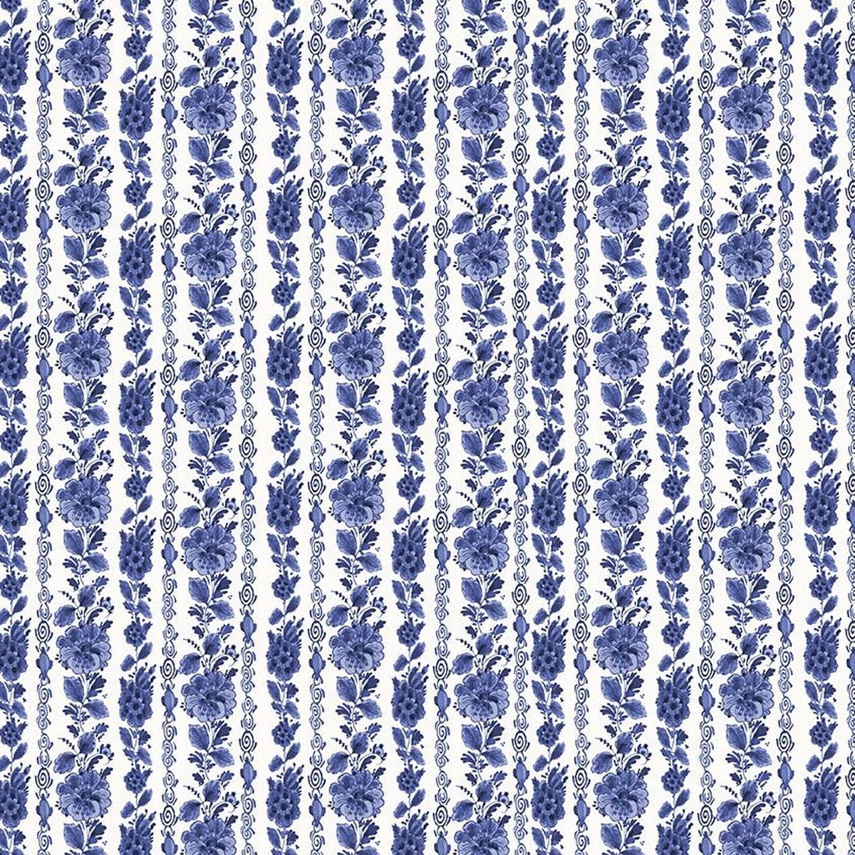 Windham - China Blue - Garden Rows 54937-1 White
