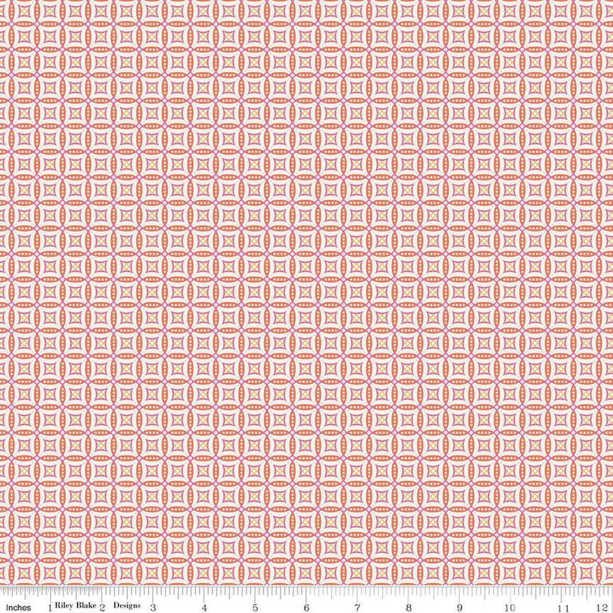SALE Juju's Petals Mosaic C16614 Orange - Riley Blake Designs - Squares Geometric Rounded - Quilting Cotton Fabric