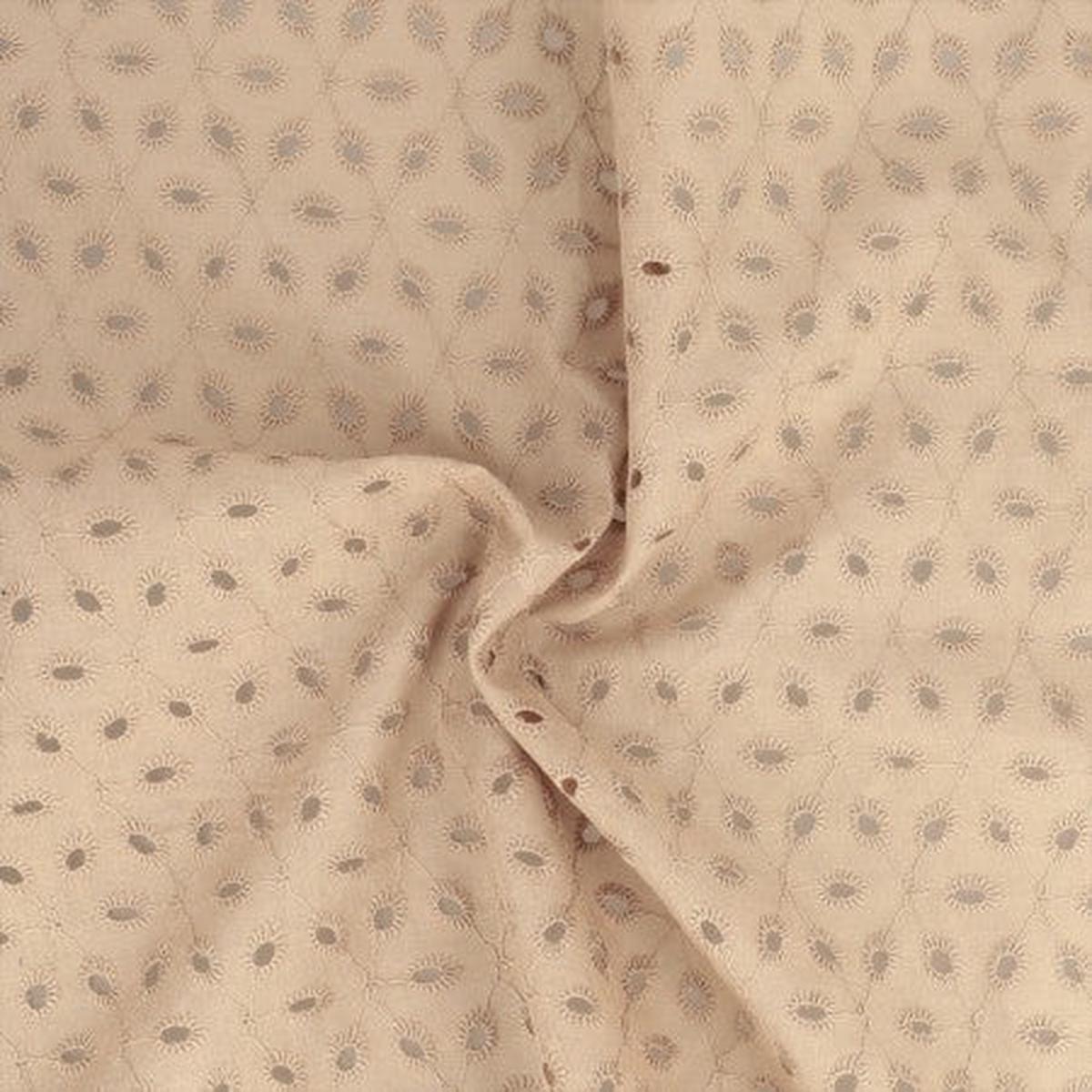 Starry English embroidery beige - 100% cotton (price for 10cm)