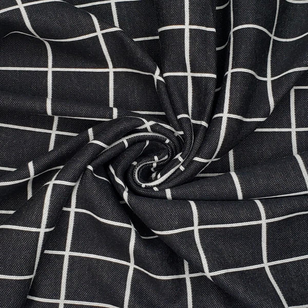 A Look Through The Window - Cotton/Poly Knit - Black/White Windowpane Plaid - 0.7M Bundle