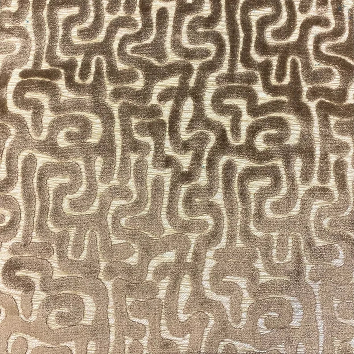 1.5 Yards~ Hamilton Fabrics Labyrinth Cut Velvet Fabric in Coffee