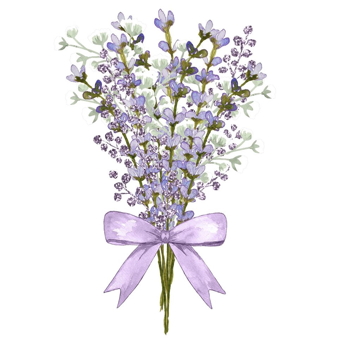 Lavender Bouquet With Purple Bow Fabric Panel
