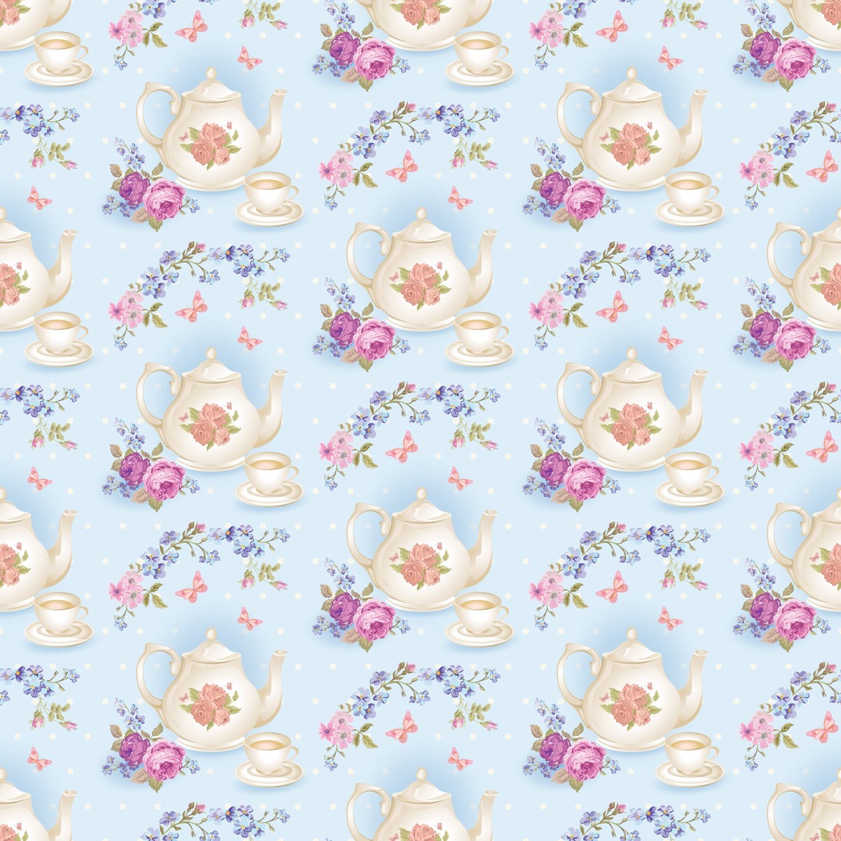 Pink Tea Party Pattern 6 Quilting Cotton Fabric