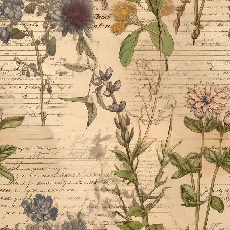 Vintage Floral Love Letters #8 Fabric