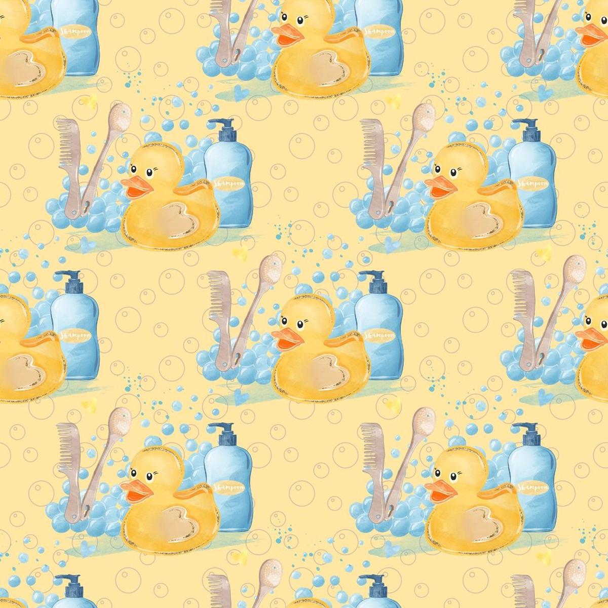 Watercolor Rubber Ducks 4 Fabric - Yellow
