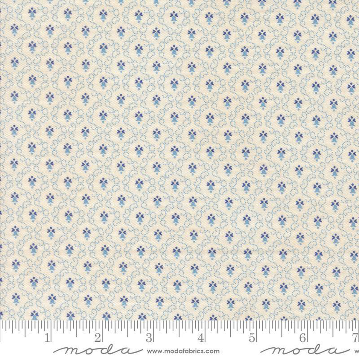 Fabric Moda Blue Sky Little Bells Sally8217s Stitches by the Quarter Yard 31716-14