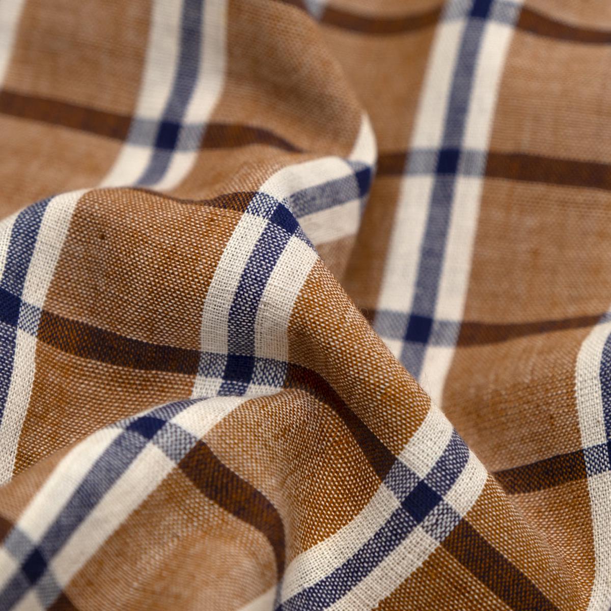 Plaid Handwoven Cotton - Teak/Navy/Cream