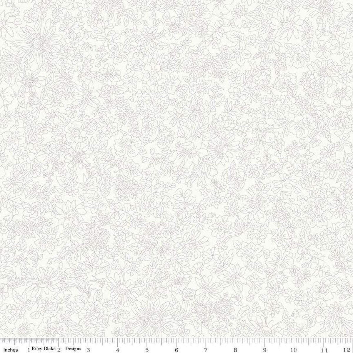 Fabric Liberty Ivory Emily Blossom 107" Wide Back by the Quarter Yard 0166W7401A