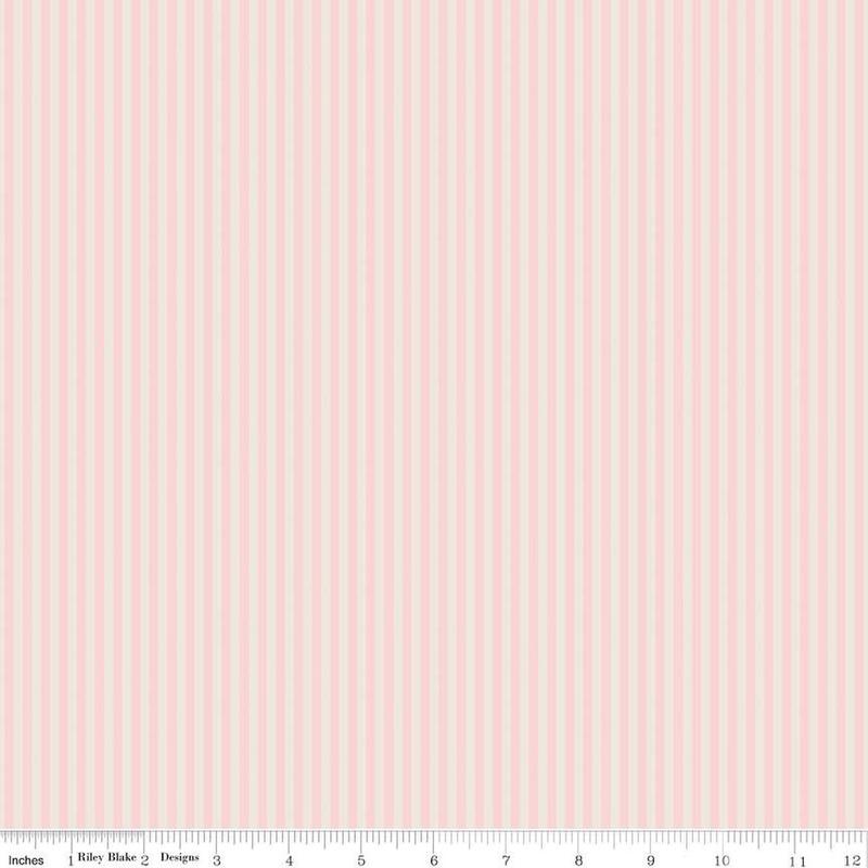Fabric Riley Blake Basics Ivory/Dogwood 1/8" Stripes by the Quarter Yard C505-DOGWOOD