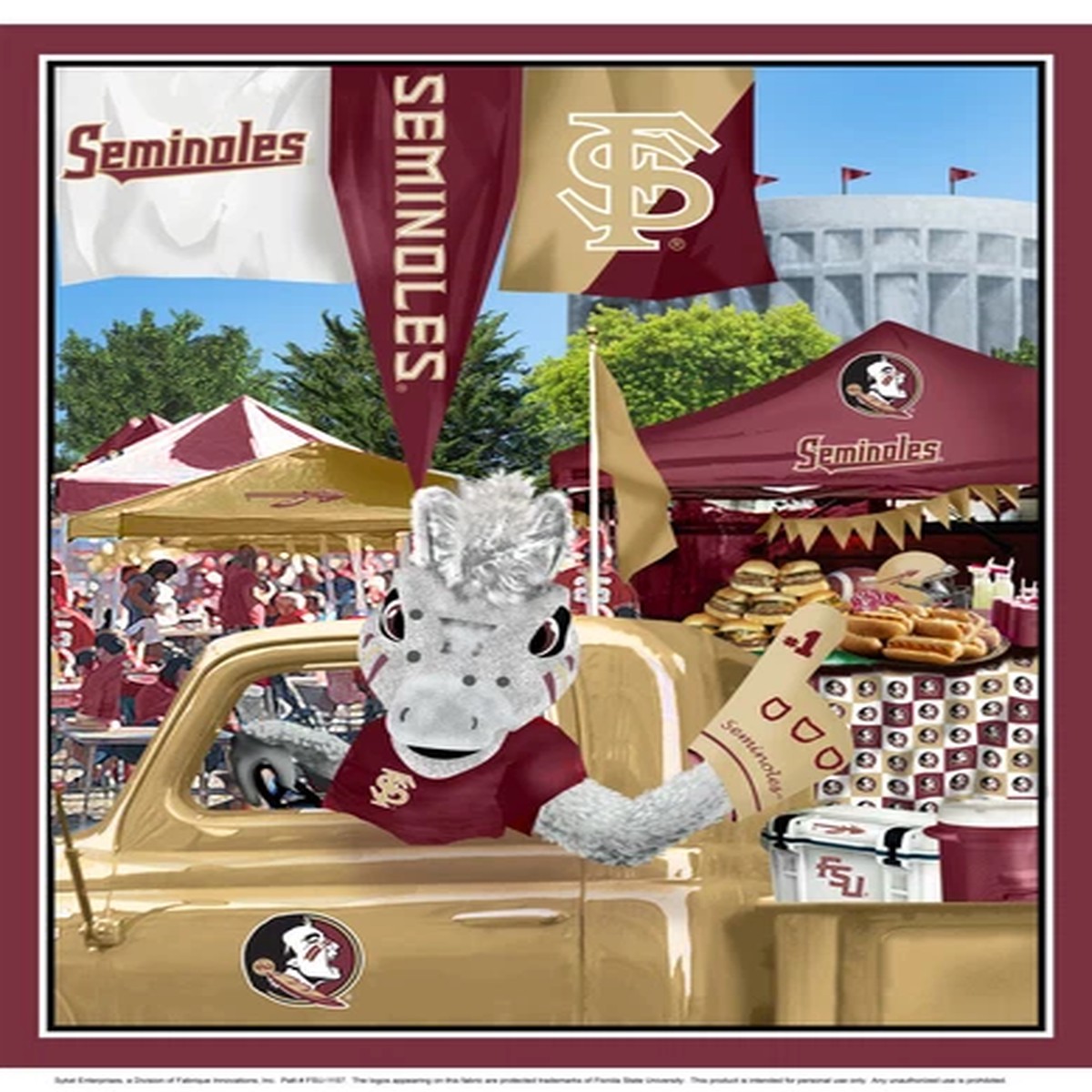 Florida State FSU Seminoles Cotton Fabric Panel Tailgating Mascot-43" x 36"