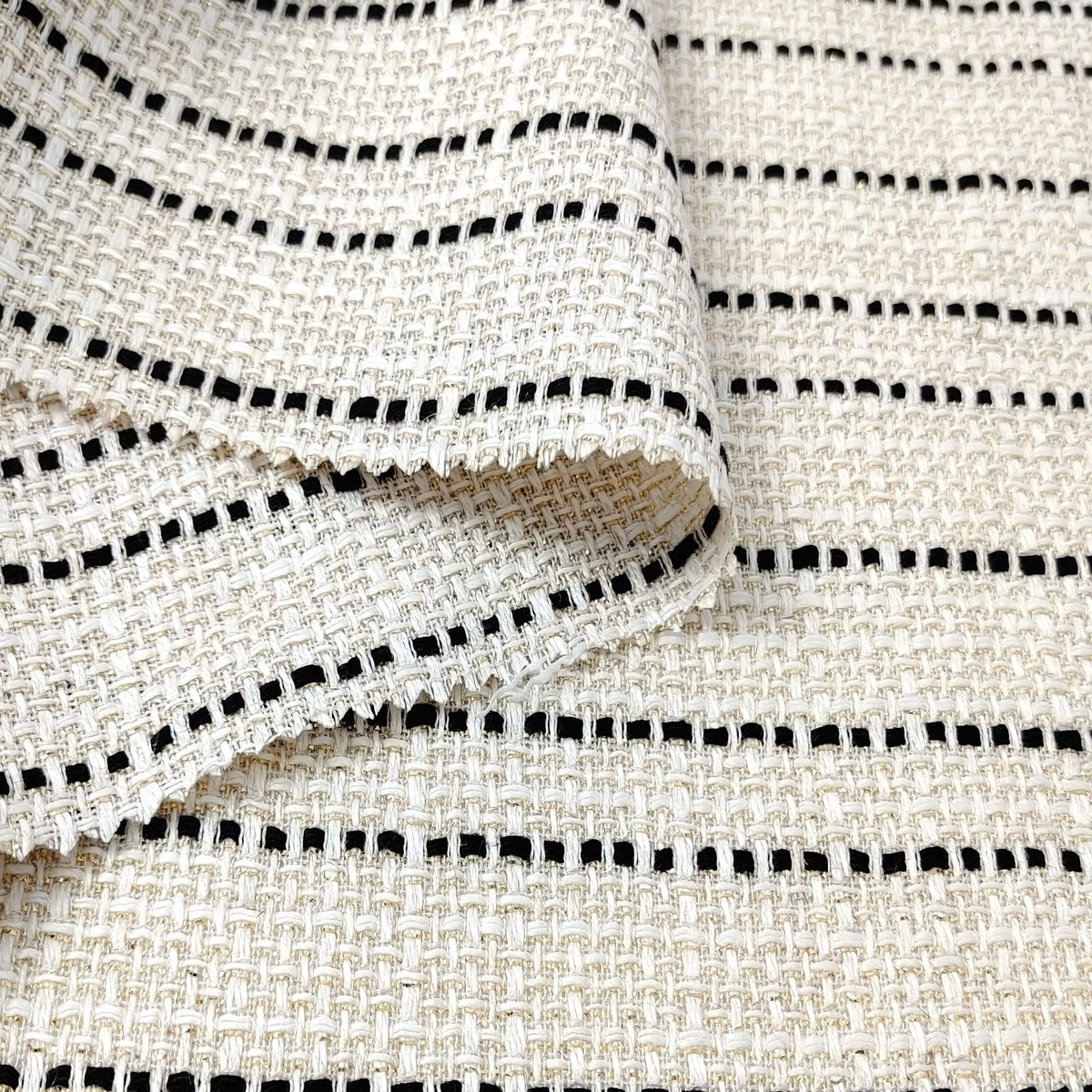 Linen Rayon Natural Hue Tweed Stripe with Metallic Lurex Yarn 3175