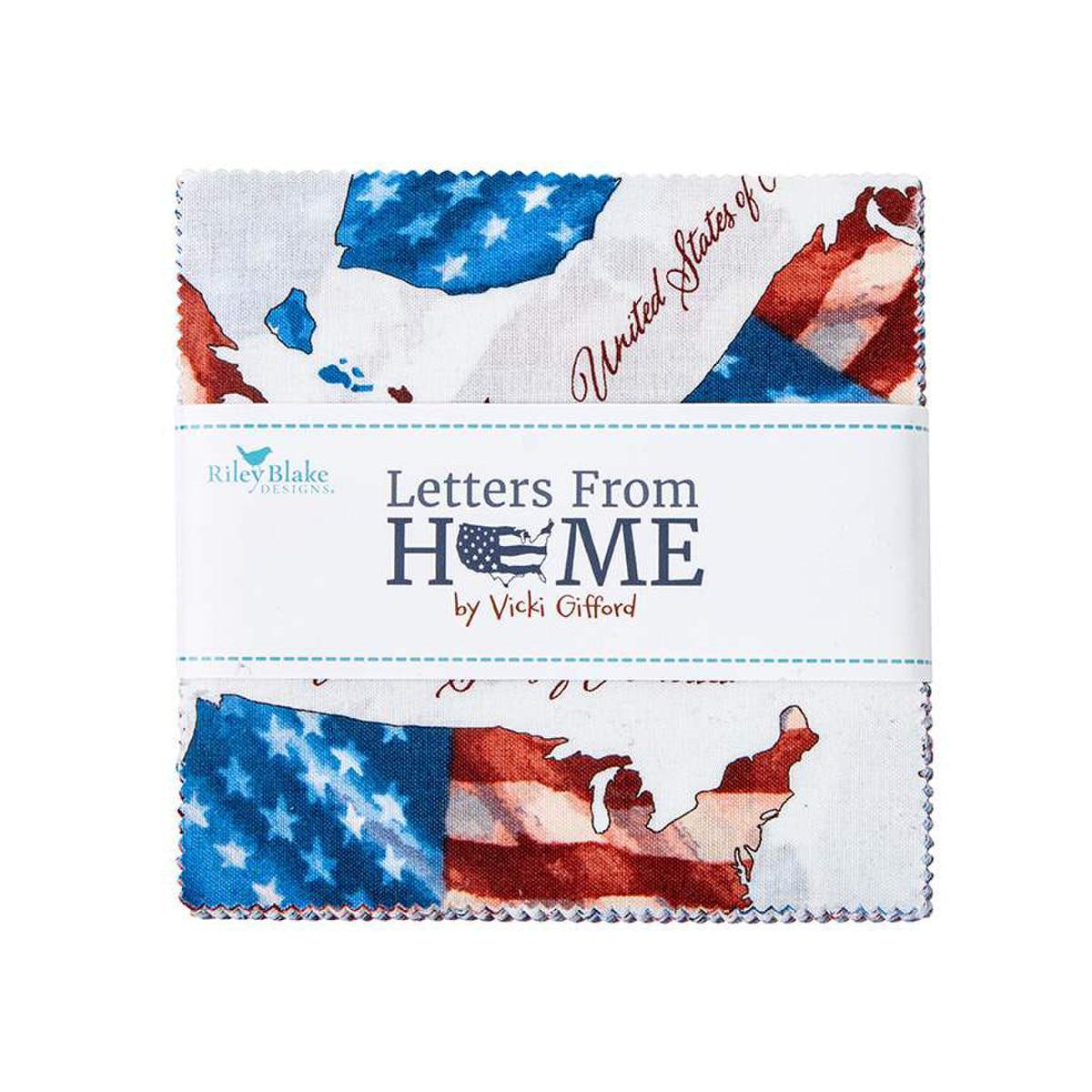 SALE Letters From Home Charm Pack 5" Stacker Bundle - Riley Blake Designs - 42-Piece Precut - Patriotic - Quilting Cotton Fabric
