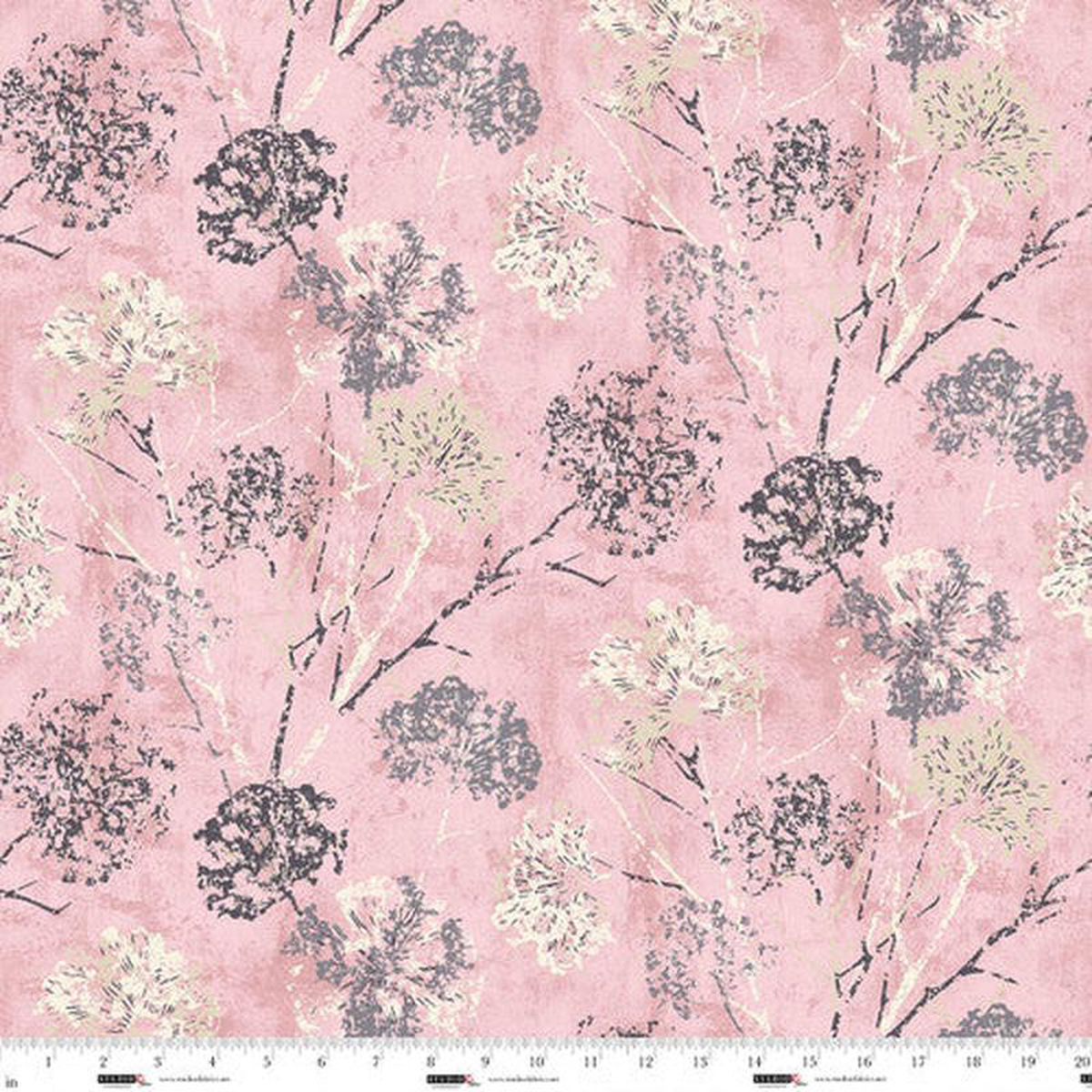 Fabric Studio E Powder Pink Dandelion Stamp 1088243 Wide Back by the Quarter Yard 8276-20