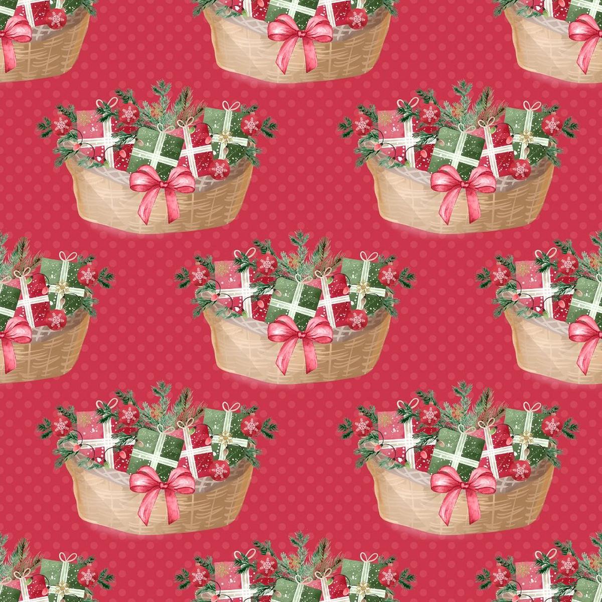 Gift Baskets on Polka Dot Fabric - Red