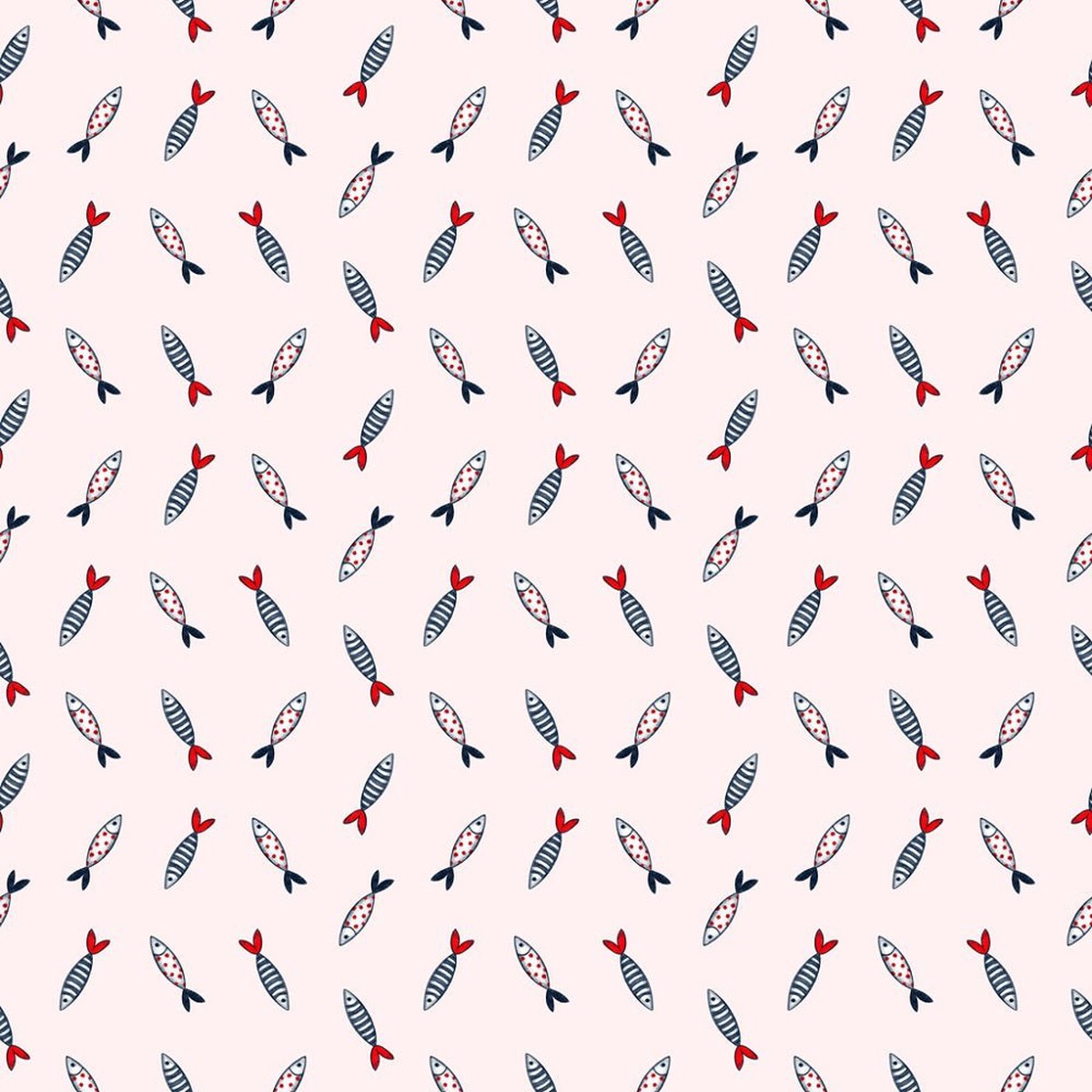 Gnomes At Sea Ornate Fishes Fabric - Pink