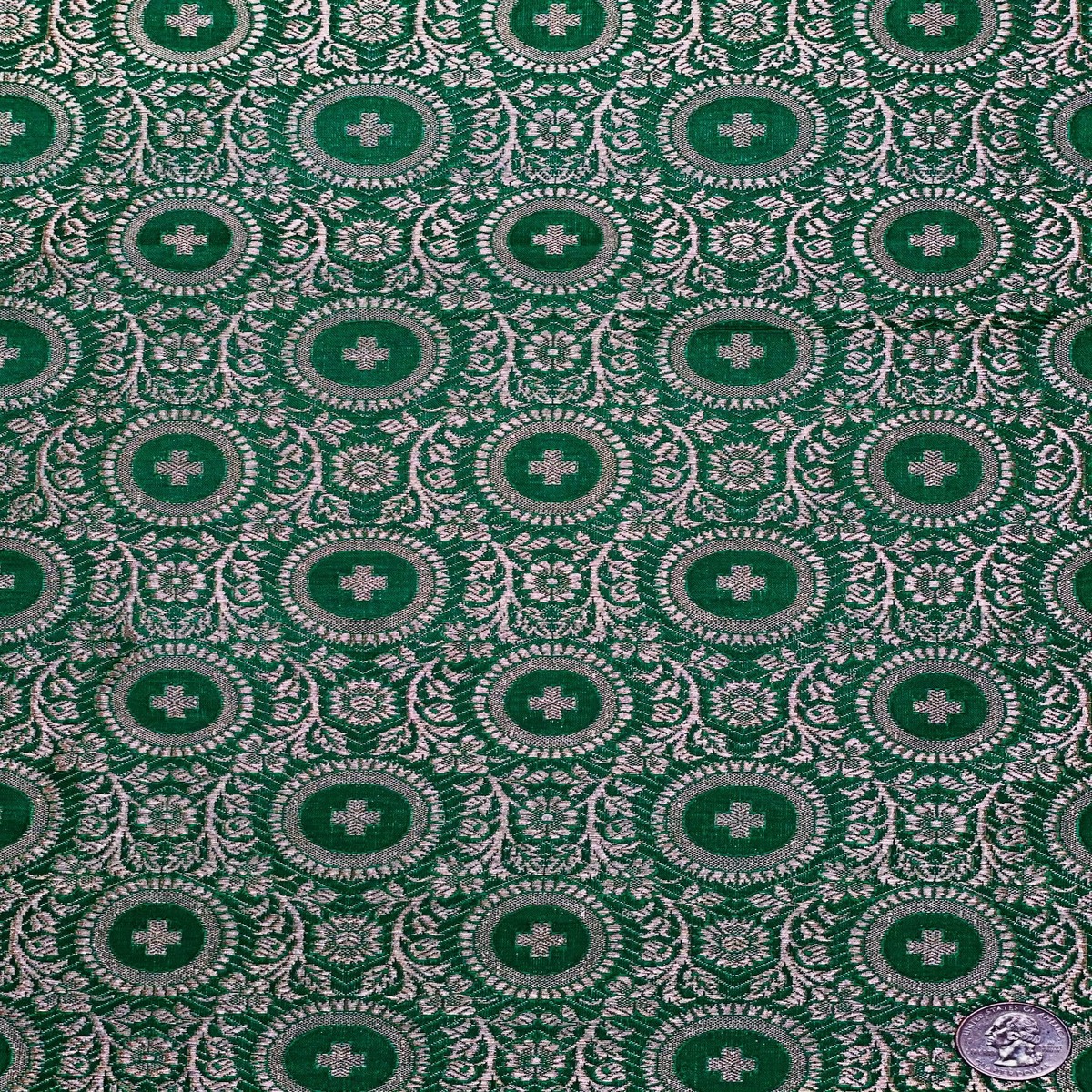 Kelly Green/Antique Gold Silk Brocade JV-1522/3 Fabric