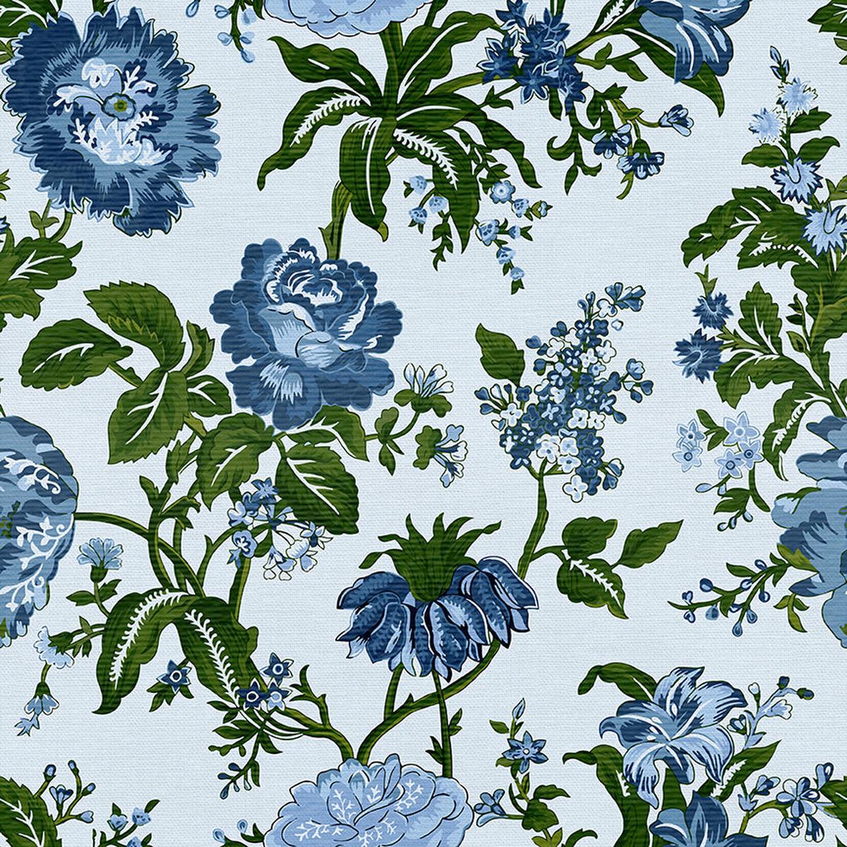 Grandma's Wallpaper - Blue - Sateen - 45"