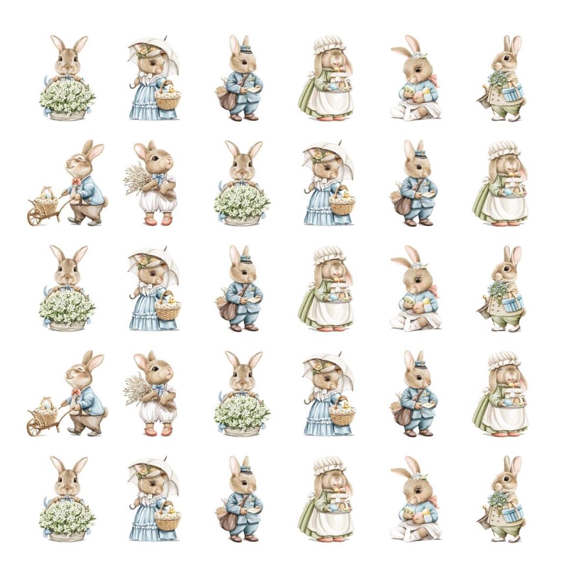 Little Critters Easter Rabbit Family Allover Fabric - White