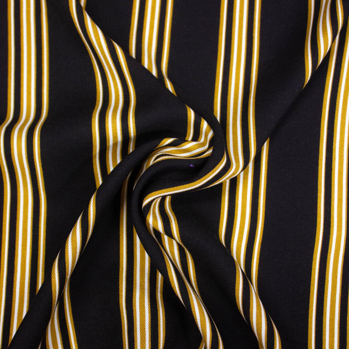 Ronan Black & Ochre Striped Viscose Fabric