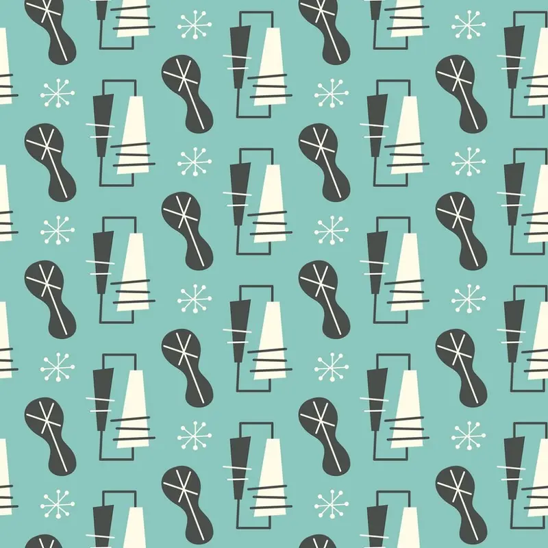 Atomic Pattern #2 Fabric - Blue