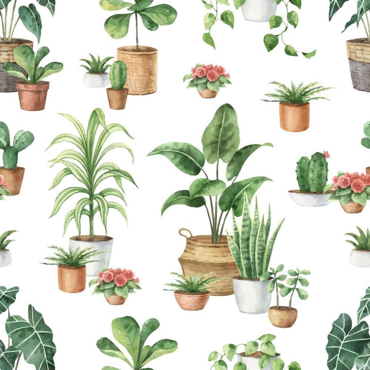 Indoor Green Plants Fabric