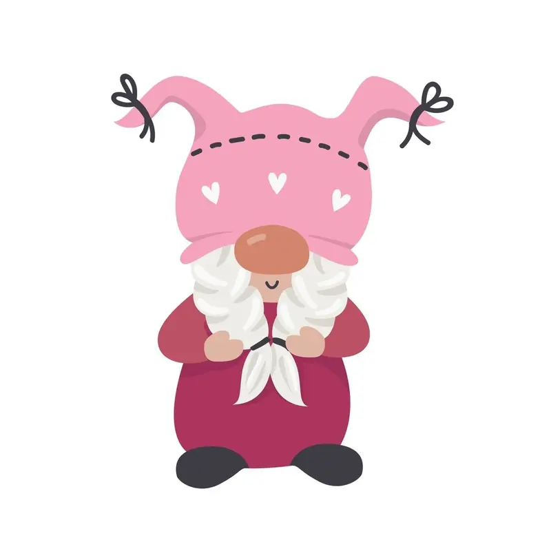 Sweet Valentine Girl Gnome Fabric Panel