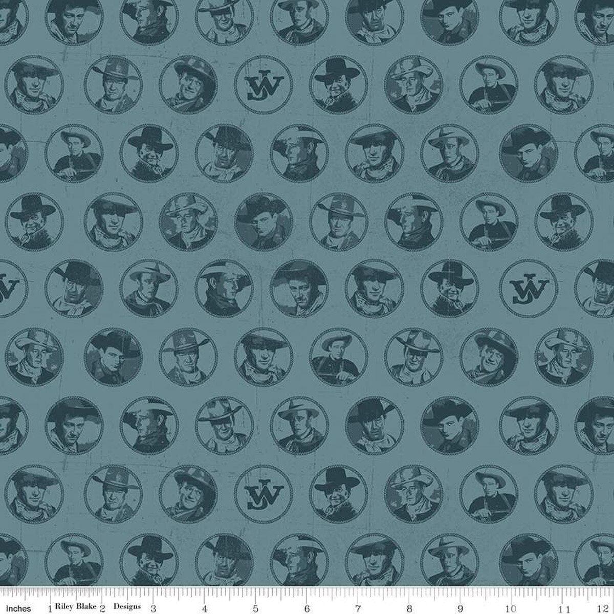 Fabric Riley Blake Denim Circles John Wayne American West by the Quarter Yard C16622-DENIM