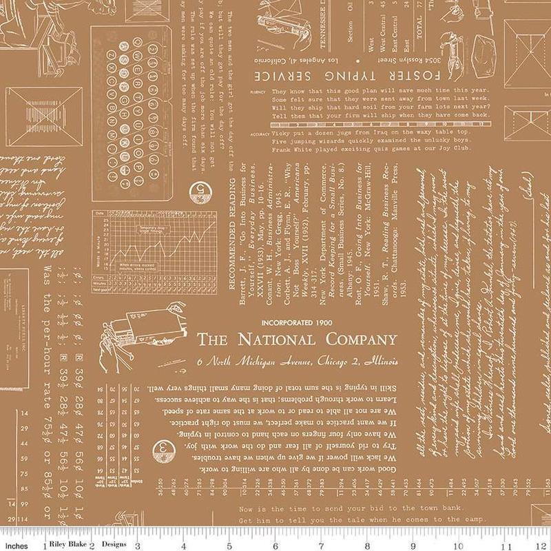 Fabric Riley Blake Lori Holt Maple TYPE/ography by the Quarter Yard C16850-MAPLE