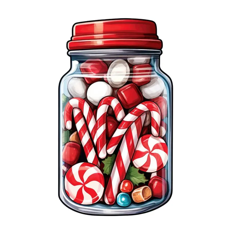 Christmas Candy Jar #1 Fabric Panel
