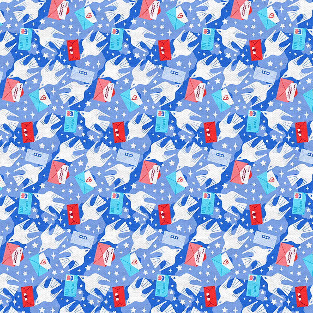 Delivery Birds - Blue - Quilting Cotton