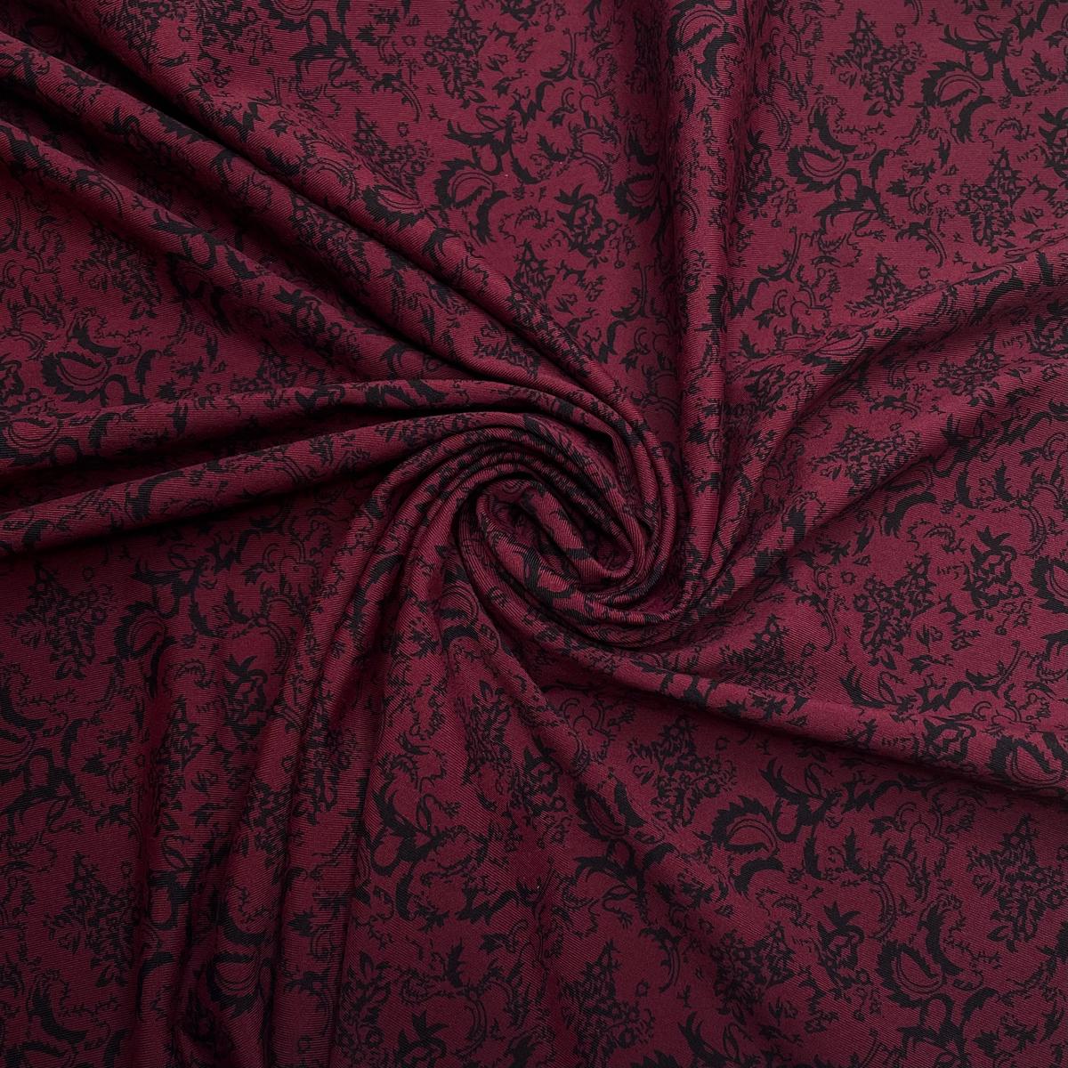 Drama Class - Synthetic Knit - Burgundy/Black Floral - 1M Bundle