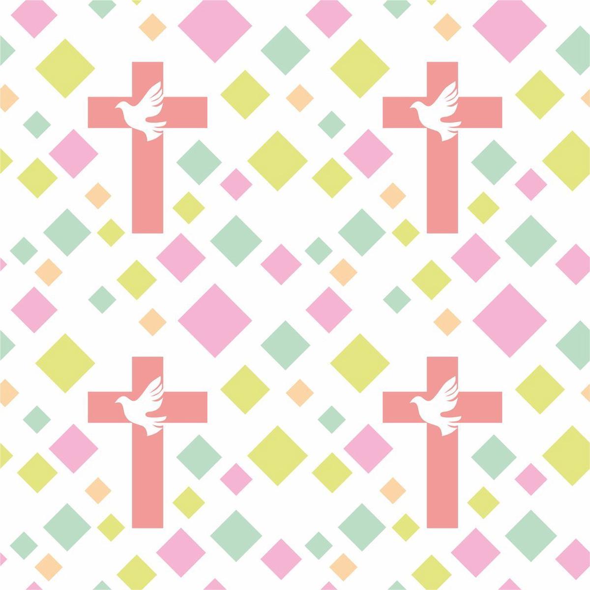 Cross With Dove Fabric - White