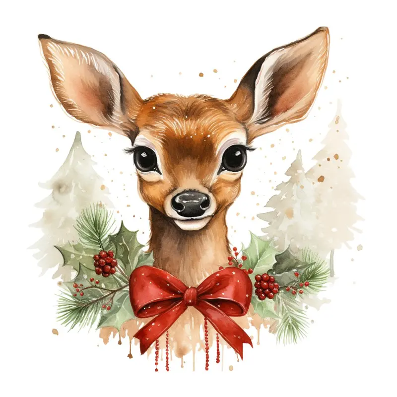 Festive Fawn #4 Fabric Panel