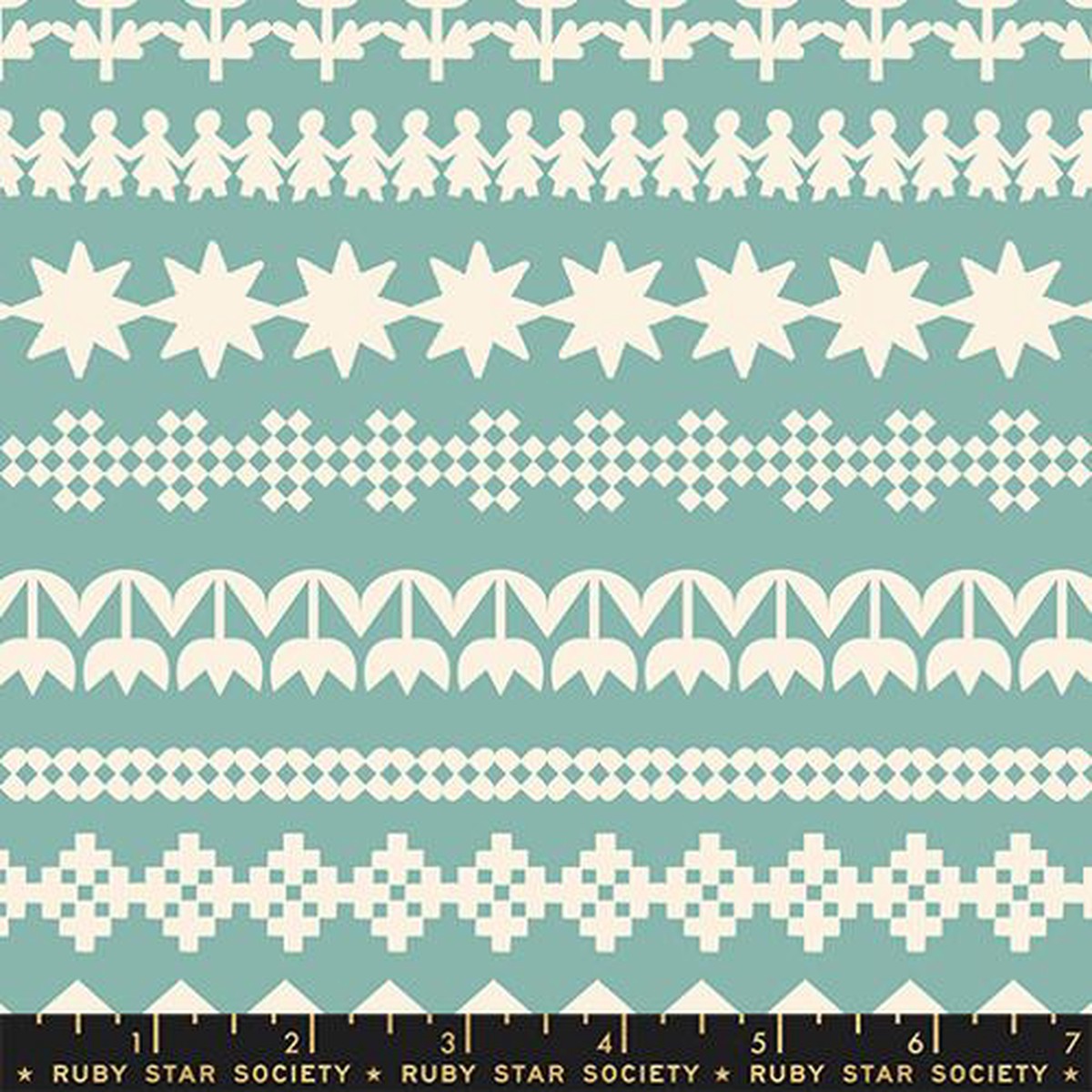 Paper Cuts 2 Water Turquoise Stripes Knit Cotton 43"/44" Fabric Per Yard