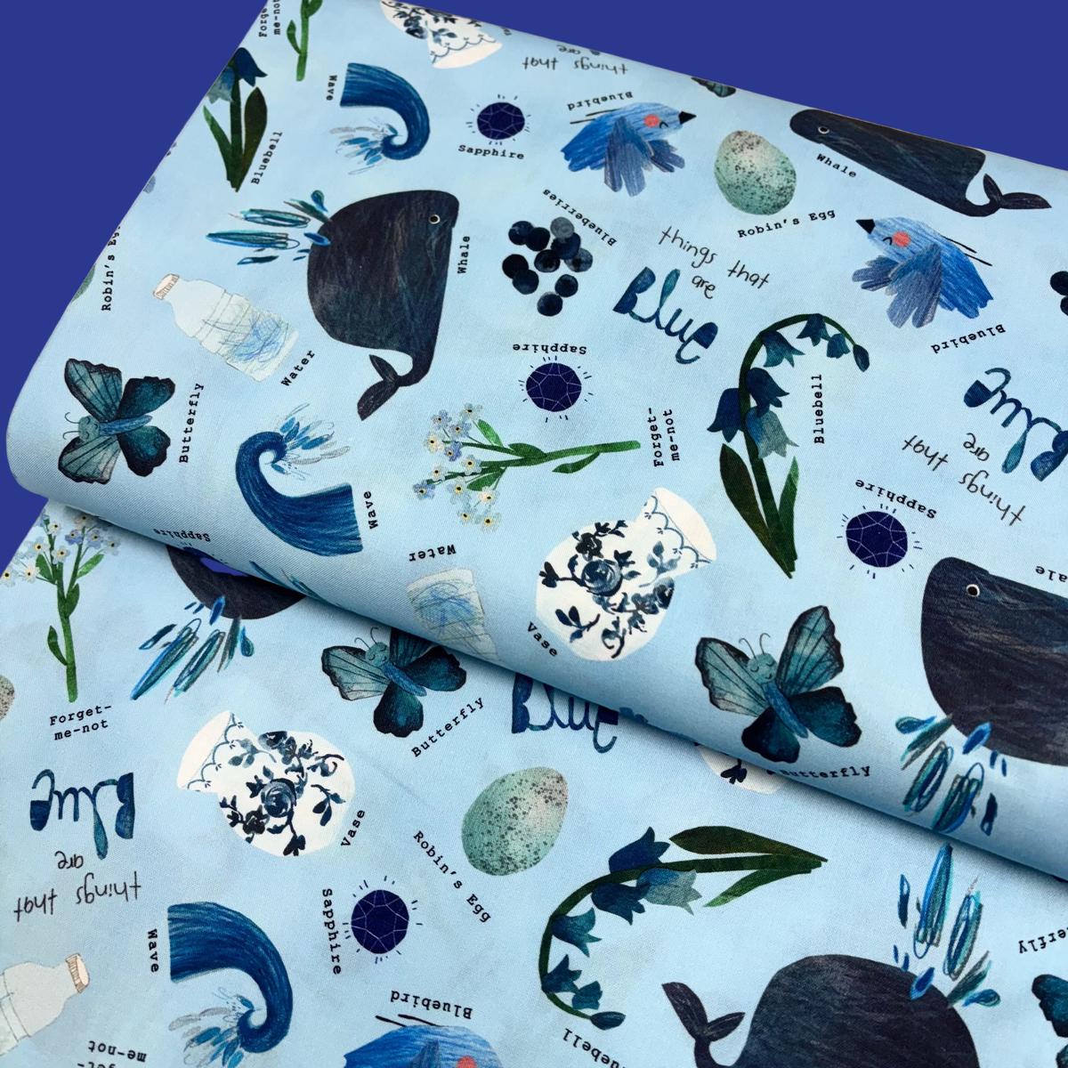 Tela Estampada de 100% Algodn , 44/45" - Things that are BLUE