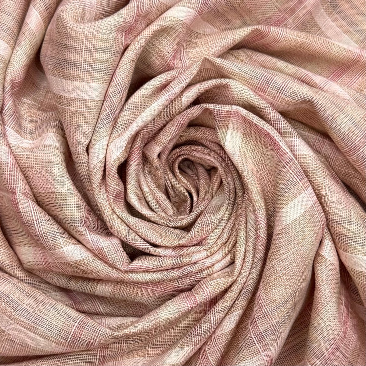 The Gym Closed, It Didn't Work Out - Cotton Blend Woven - Light Pink/Beige Plaid - 3.9M Bundle