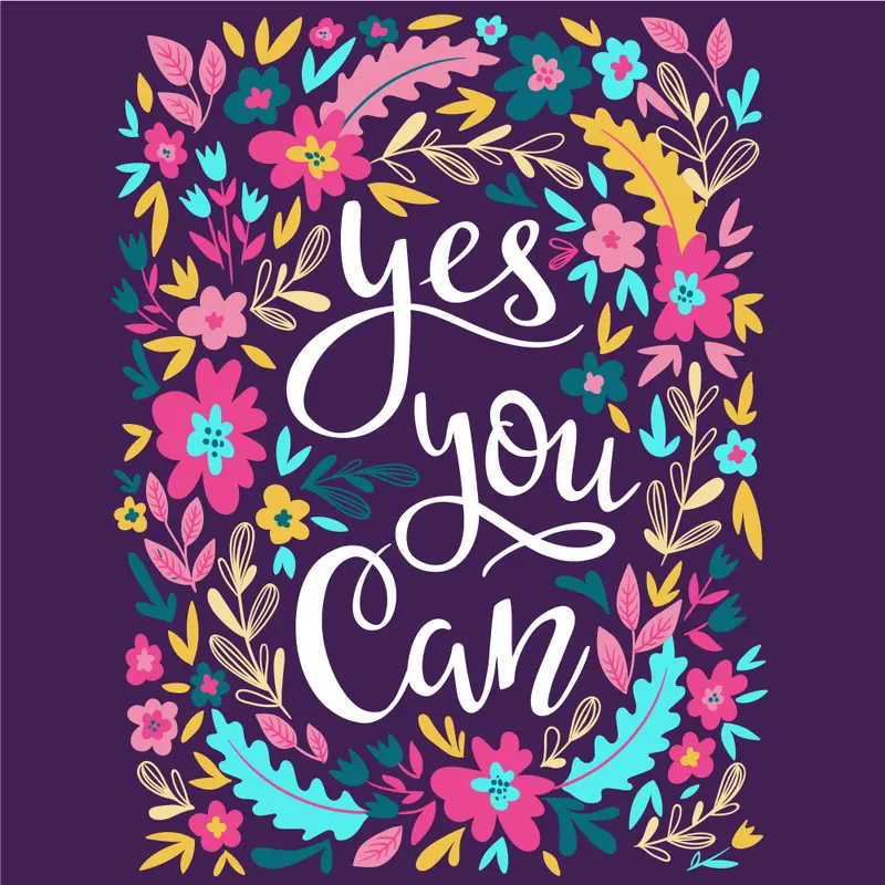 Yes You Can Floral Fabric Panel