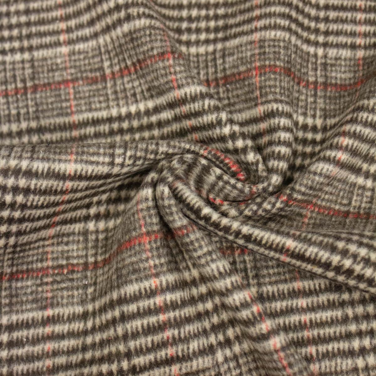 Baran Brown/Beige Prince Of Wales Wool Blend Fabric