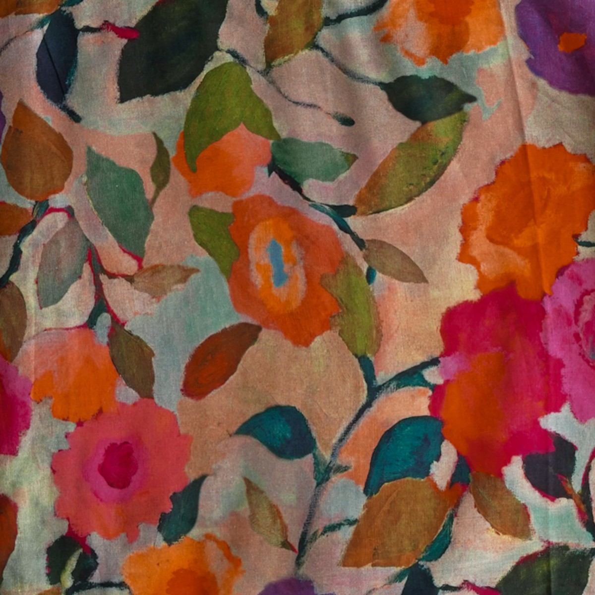 Mul Cotton Muslin With Multi Colour Flower Creeper Digital Print Fabric
