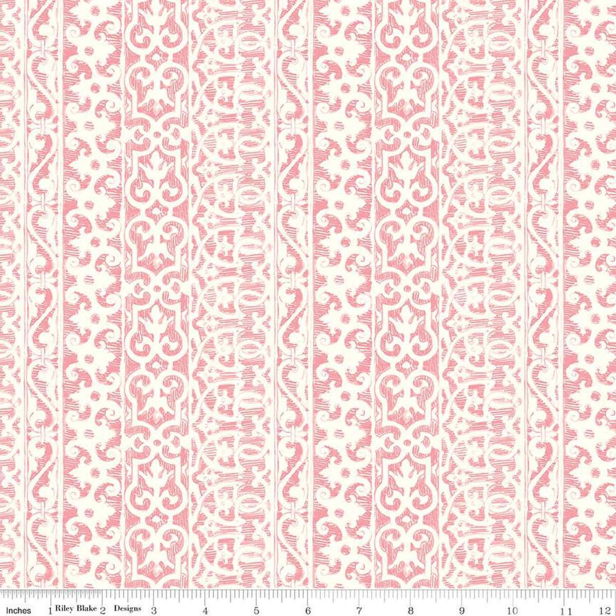 SALE Nature's Portrait Filigree C15672 Petal - Riley Blake Designs - Stripes Geometric Sketching - Quilting Cotton Fabric- Licensed Product