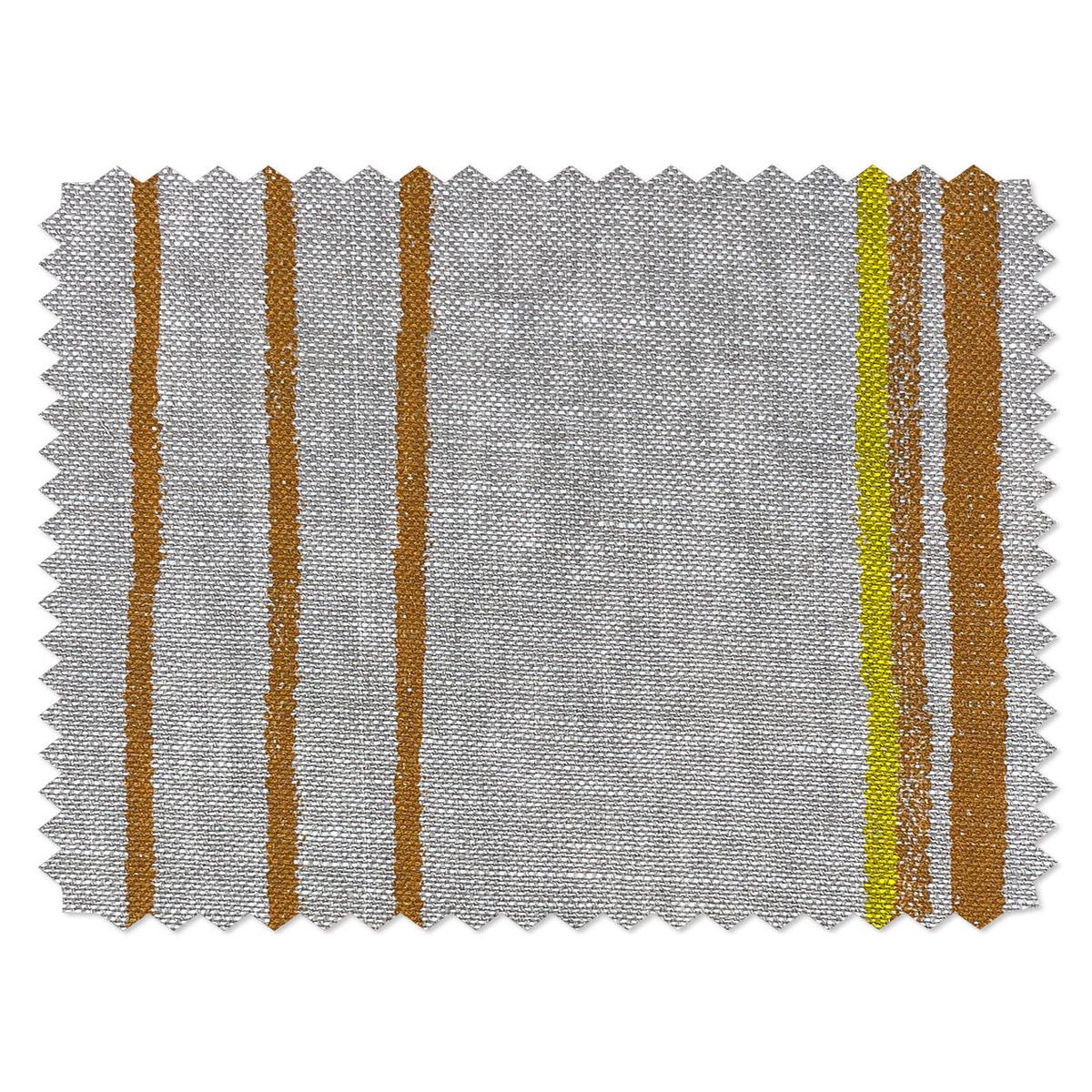 'Two Tone Stripe' Flax Linen Fabric by Nathan Turner - Terracotta & Daffodil