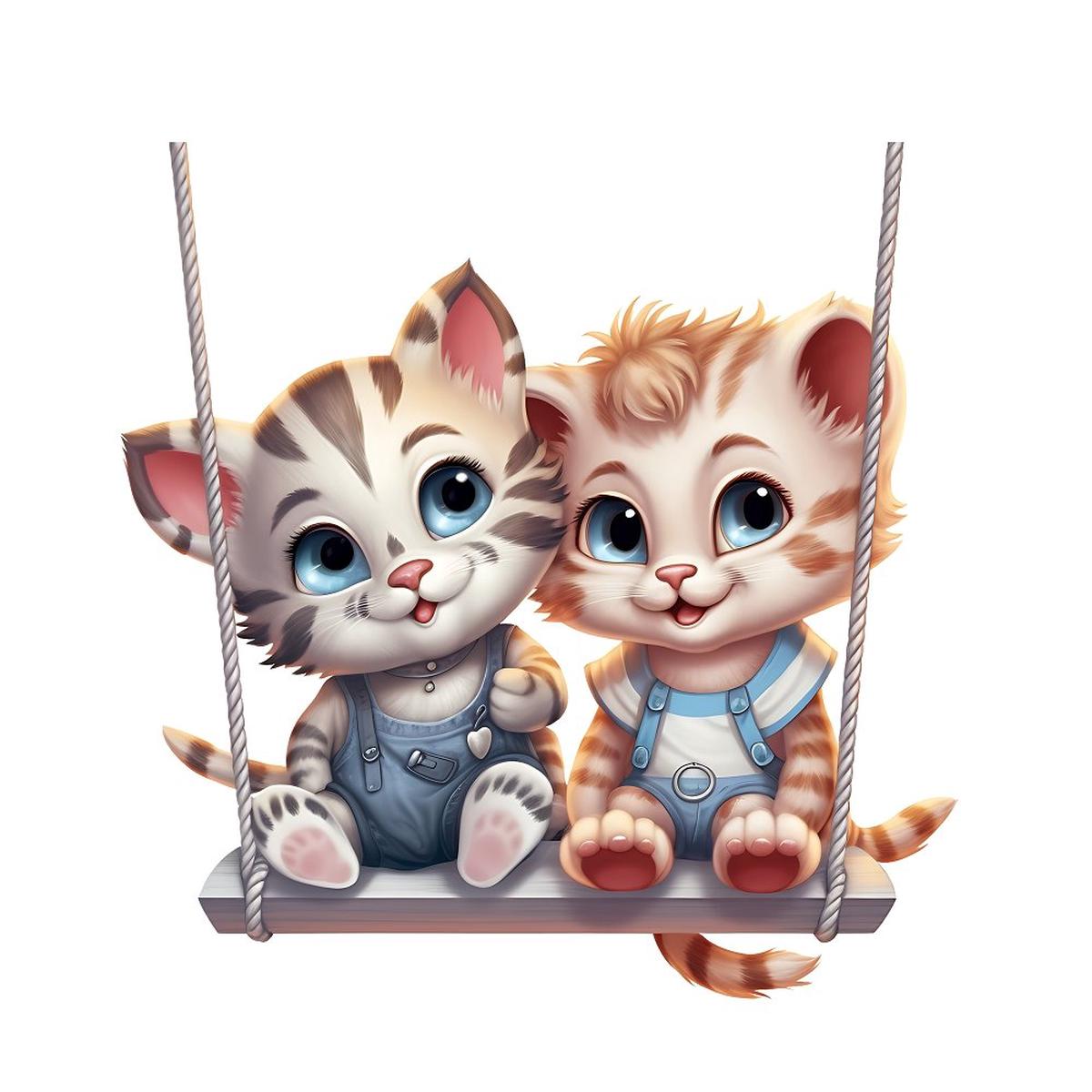 Coupled Baby Animals #2 Fabric Panel