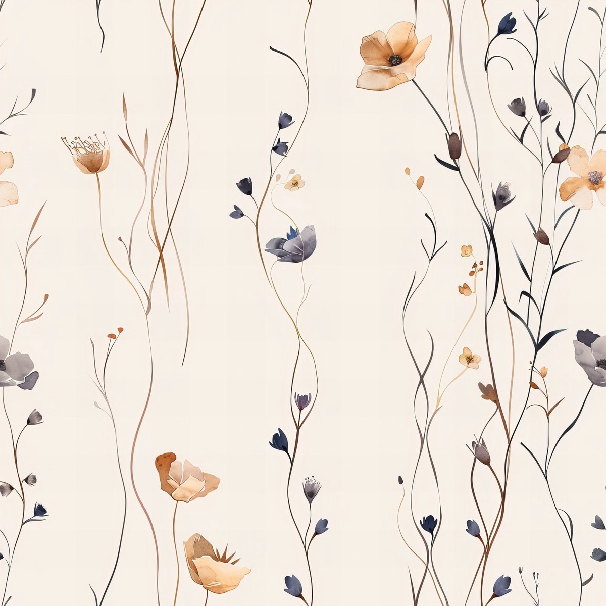 Handdrawn Meadow Wildflowers Pattern 7 Quilting Cotton Fabric