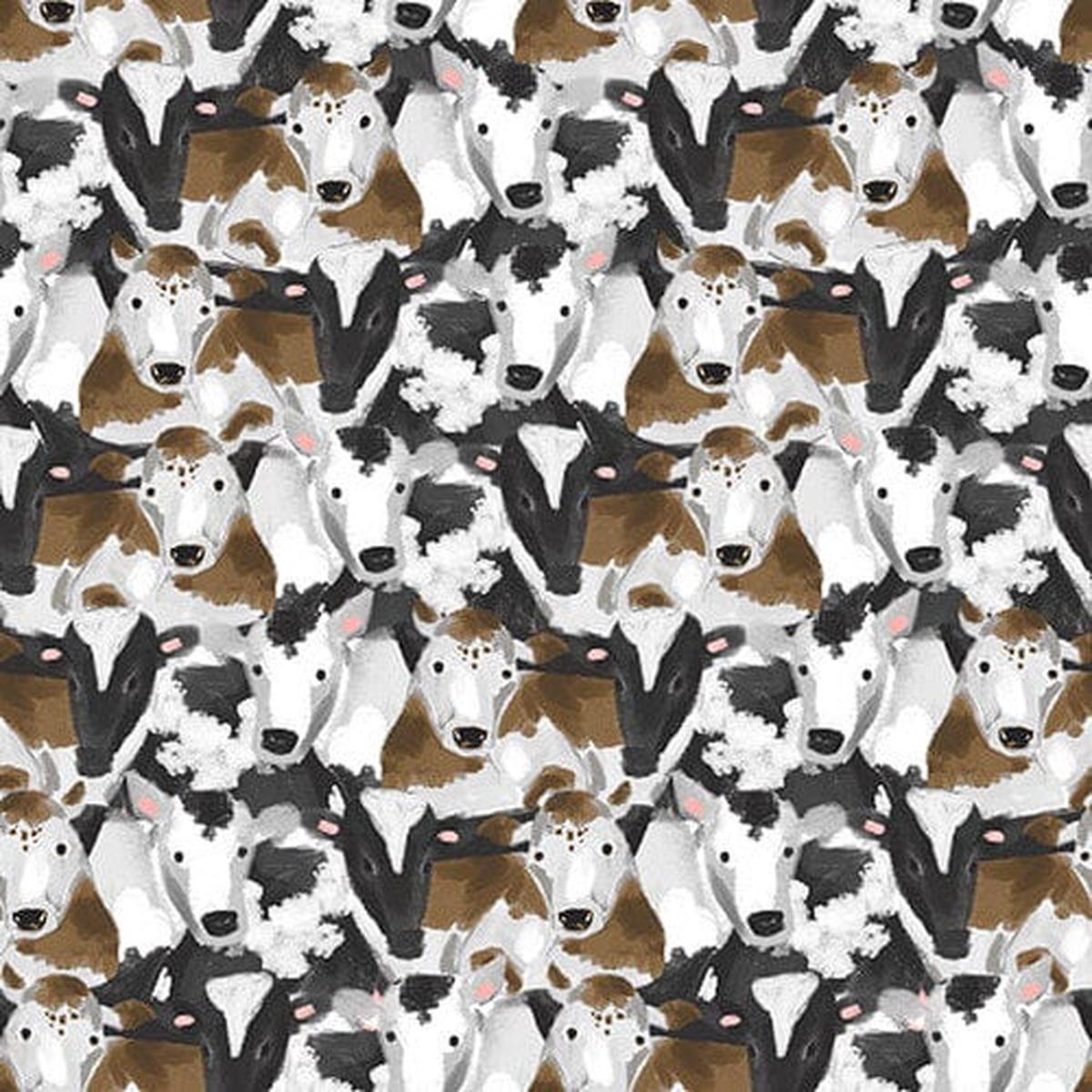 Rise with the Sun - Cow Collage - Brown 44" / 45" Fabric Per Yard