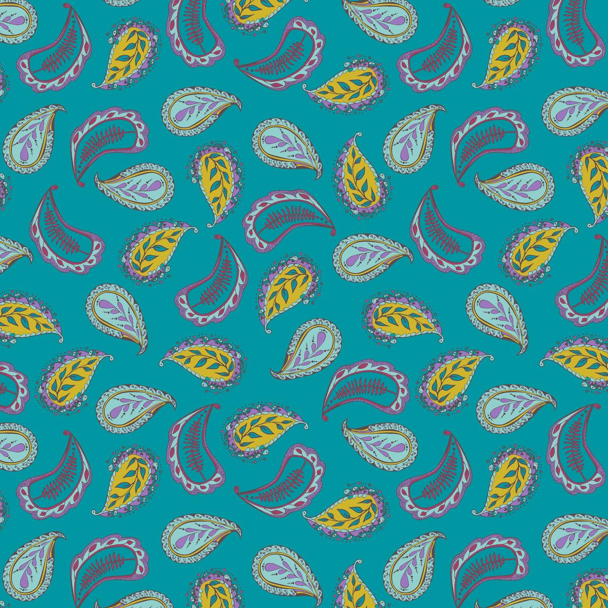 Sway by Kori Quilt Fabric - Perfect Paisley in Teal - 54705-10