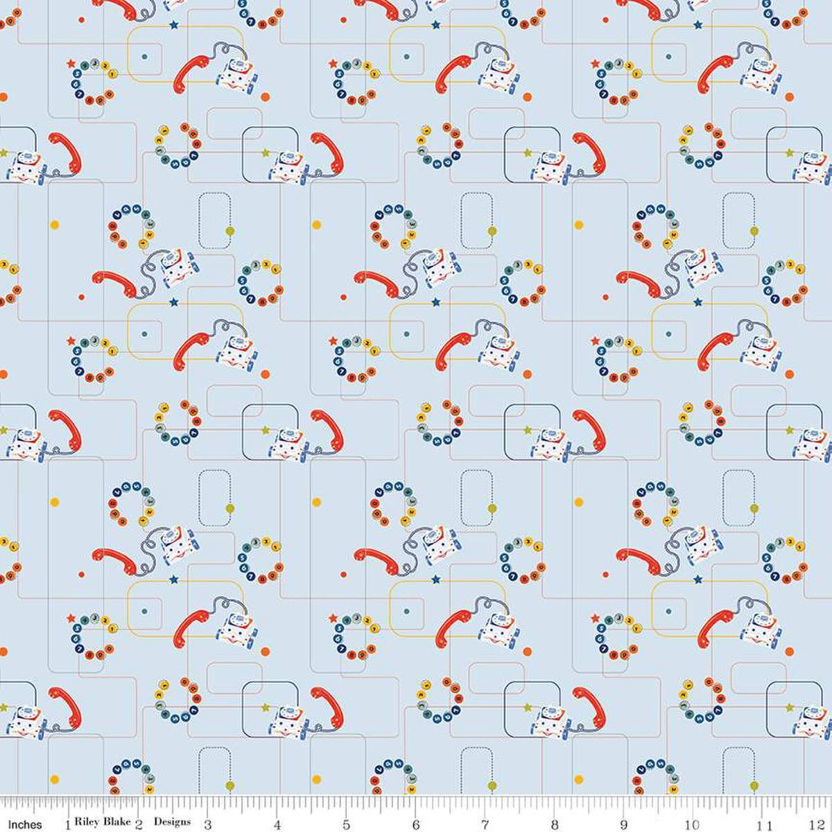 SALE Pop 'n Play Phones Sky - Riley Blake - Fisher-Price - Quilting Cotton - Licensed Product