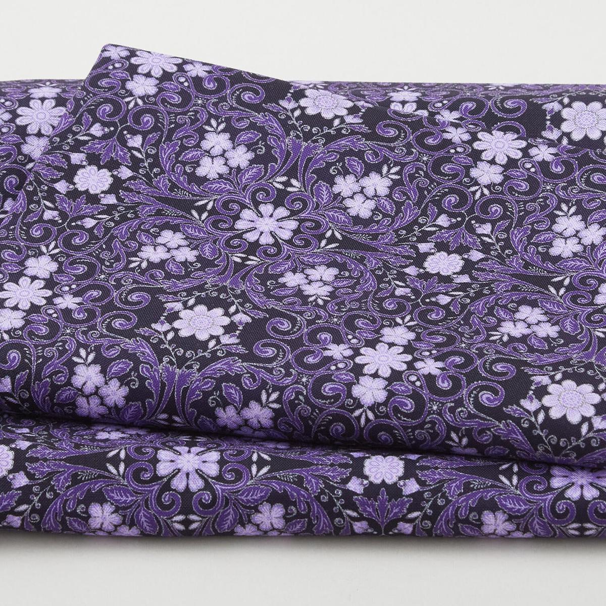 Decadent Blossoms Favorites - Blueberry Damask 2 Yard Cut