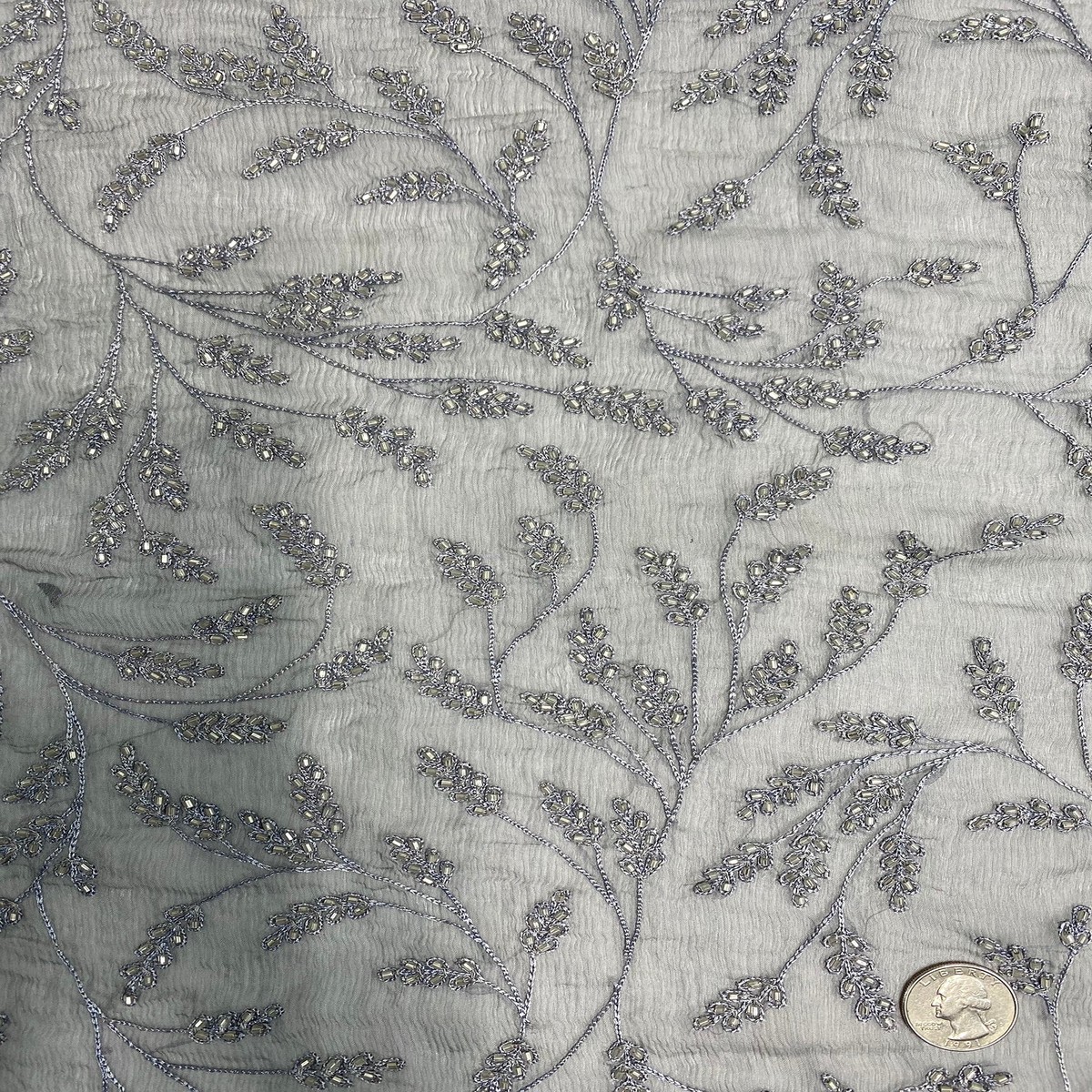Gray JEC-176 Sequins & Beads on Chiffon